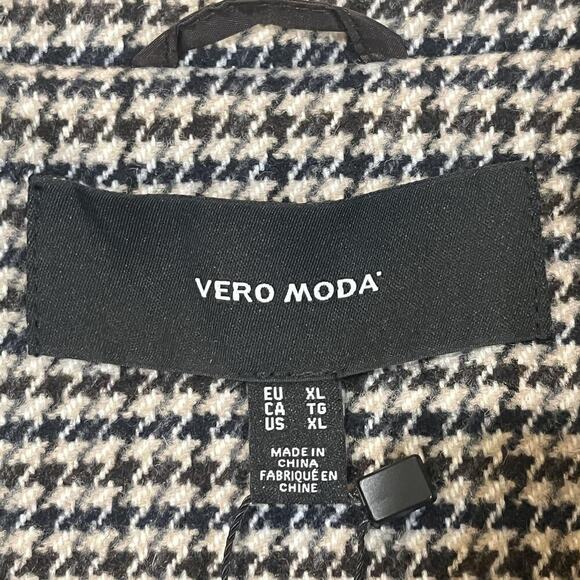 Vero Moda Jacket Womens XL Brown Houndstooth VMJosefine Check Wool Blazer Coat - Picture 12 of 16
